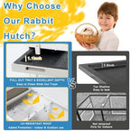 Ketive 48" L Rabbit Hutch Outdoor Indoor Bunny Hutch Weatherproof, 2-Story Wood Rabbit Cage with Deep Tray, Chew-Resistant Ramp, UV Roof, Bunny House for Small Animal, Expandable Guinea Pig Cage - Image 4