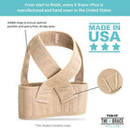 Close up of the X-shaped elastic straps on the Tuli's X Brace Plus.
