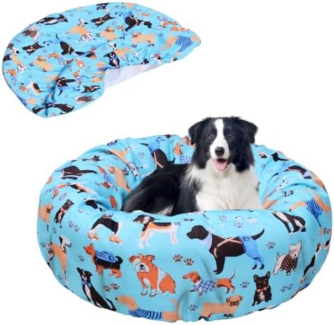 Elastic edged washable pet bed protector with cute dog pattern design