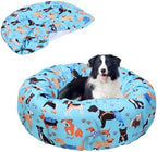 Elastic edged washable pet bed protector with cute dog pattern design