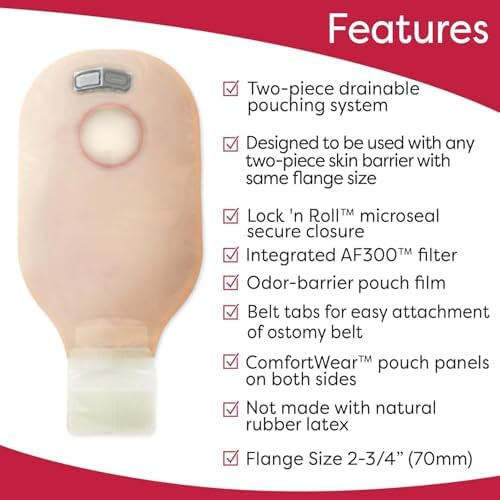 Hollister 12 inch ultra clear drainable pouch highlighting the integrated odor filter at the top