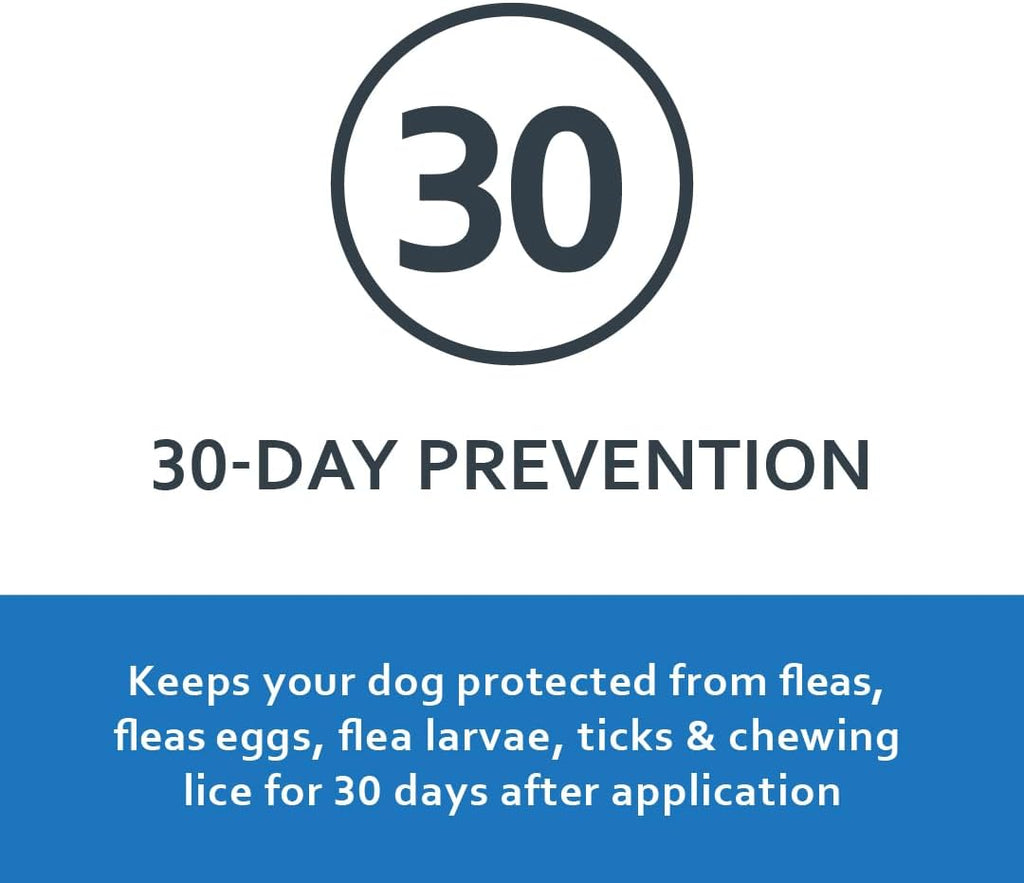 Authentic imported fipronil flea treatment for dogs application side view