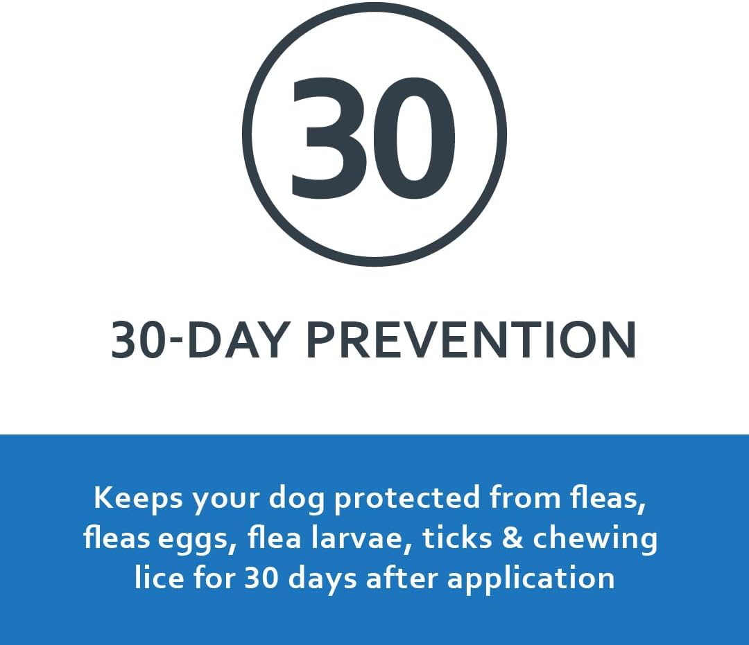 Authentic imported fipronil flea treatment for dogs application side view