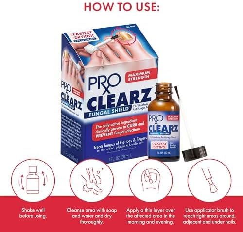 Authentic USA imported ProClearz Fungal Shield packaging with 1% Tolnaftate information.