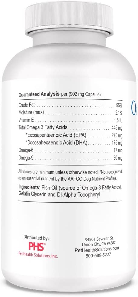 Omega-Caps HP snip tips pet supplement back label