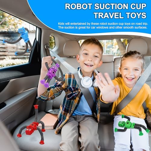 Stretchy sensory robot toys showing flexible extendable pop tube arms and legs