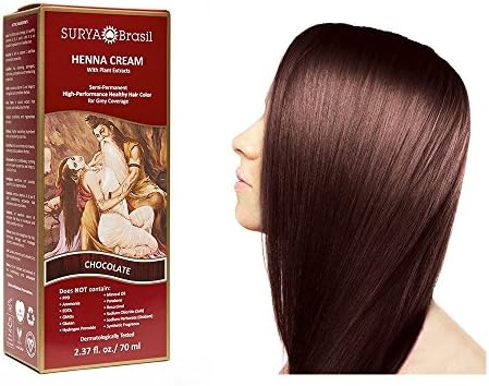 Surya Brasil Henna Chocolate Cream packaging showing plant-based ingredients