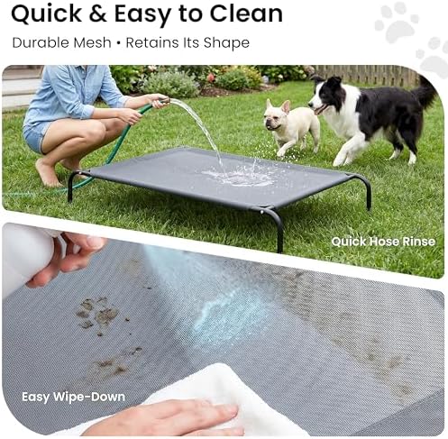 Love's cabin Elevated Cooling Dog Bed for Large Dogs, Portable Indoor & Outdoor Raised Pet Dog Cat Cot, Durable Summer Frame with Breathable Mesh, Grey, 48 inches - Image 6