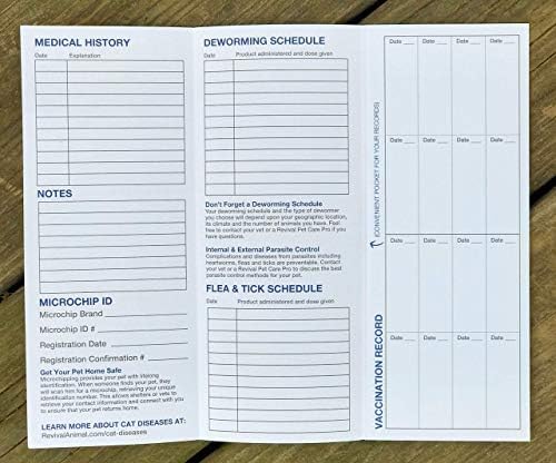 Revival Animal Health pet health record booklets folded size demonstration for compact portable storage