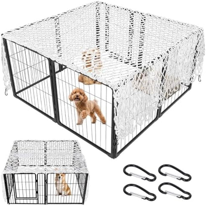 Escape proof white puppy pen mesh top with metal fixing buckles