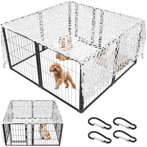 Escape proof white puppy pen mesh top with metal fixing buckles