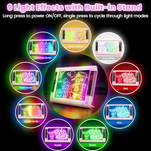 Child using Geokay LED tracing pad with neon markers