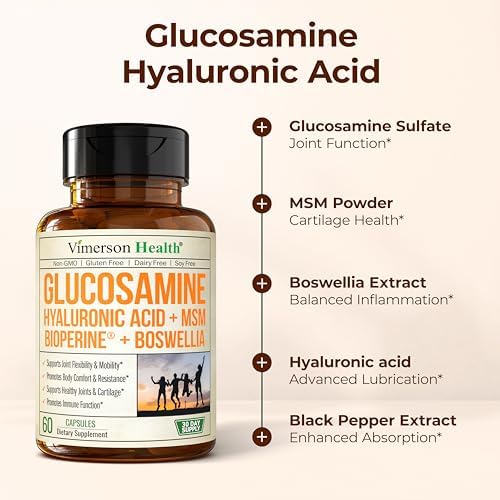 Glucosamine Sulfate with Hyaluronic Acid, Boswellia, Black Pepper & MSM Supplement – 5-in-1 Joint Supplements for Men and Women – Joint Health, Mobility & Bone Strength – FSA Eligible 60 Caps - Image 6