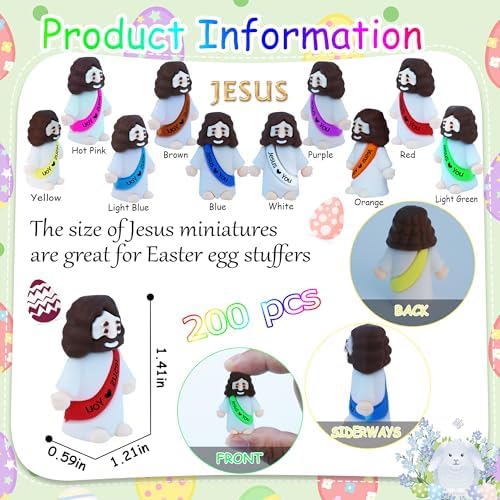 Pocket Jesus Love You mini figurines showing the colorful printed message sash detail.
