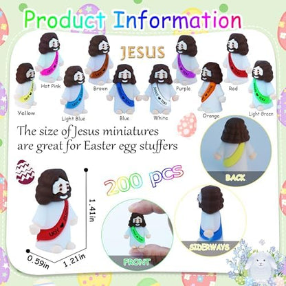 Pocket Jesus Love You mini figurines showing the colorful printed message sash detail.
