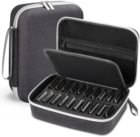 Noverlife barber guard storage bag open showing shock absorbing foam dividers for twenty metal blades.