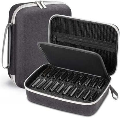Noverlife barber guard storage bag open showing shock absorbing foam dividers for twenty metal blades.