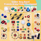 HarVow toddler activity board back view showcasing engraved alphabets and numbers for early learning