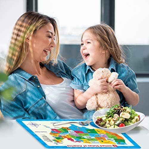 Close up view of the durable wipeable plastic surface on the Simply Magic children table mats