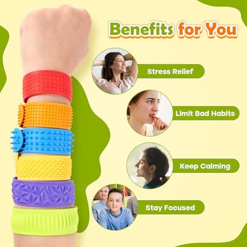Multi-colored KLT silicone slap bracelets for sensory play