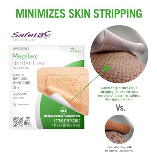 MÃ¶lnlycke Mepilex waterproof bordered foam dressing application side