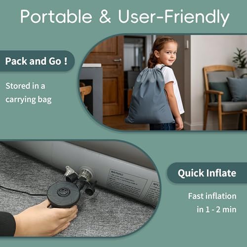Inflatable Toddler Travel Bed, Portable Kids Air Mattress with Soft Bed Sheet, Toddler Air Mattress with Surround Safety Bumpers, Ideal for Home Use or Travel, Includes Pump and Carry Bag - Image 8
