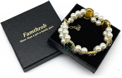 Hotlion luxury double row faux pearl cat collar jewelry displayed against a clean background.