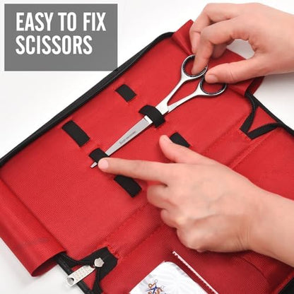 Compact portable barber case by Shears Professional being carried by a hairstylist.