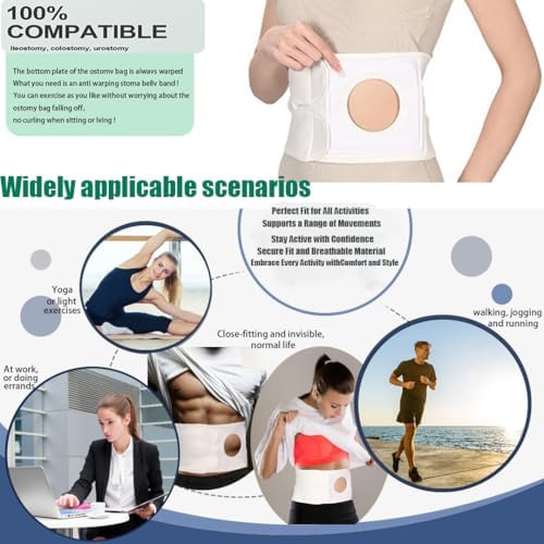 Flosmore post operative colostomy belt being adjusted for size L 37.4 to 43.3 inches