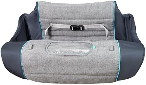 Compact rolled up view of the grey Munchkin baby highchair cover for travel storage