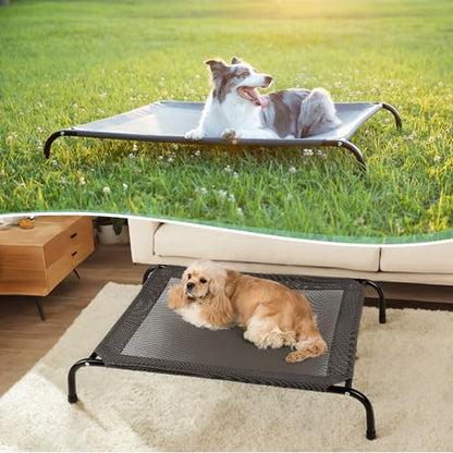 50" Lx32 Wx8 H Cooling Elevated Dog Bed for Large Dogs with Non-Slip Floor Protectors & Breathable Mesh, Raised Indoor & Outdoor Dog Cot Pet Hammock, Grey - Image 5