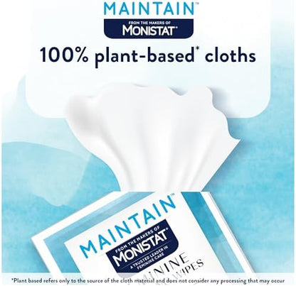 Close-up of the fragrance-free and plant-based cloth texture of Monistat wipes.