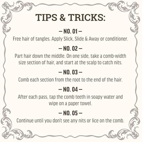 Professional grade lice removal comb being used on a section of hair.