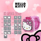 Pink silicone strap smart watch for girls with light up character cover closed