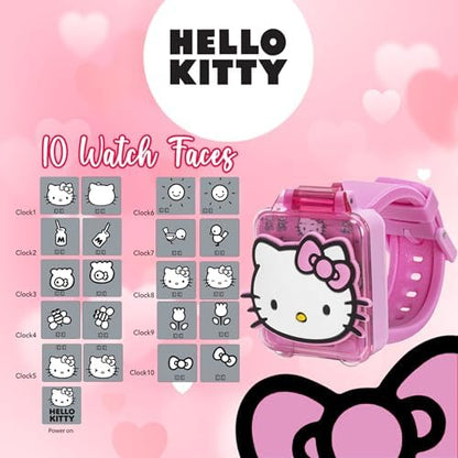 Pink silicone strap smart watch for girls with light up character cover closed