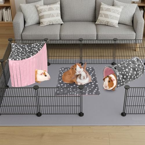 Guinea Pig Hideout, 3 Pack Soft Fleece Small Animal Tunnel Tube & Mat & Corner Hideout Cage Accessories for Guinea Pigs, Rabbit, Ferret, Chinchilla, Hedgehogs - Image 7