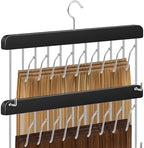 AIHOPESTO hair extension holder front view showing wooden frame and steel hooks