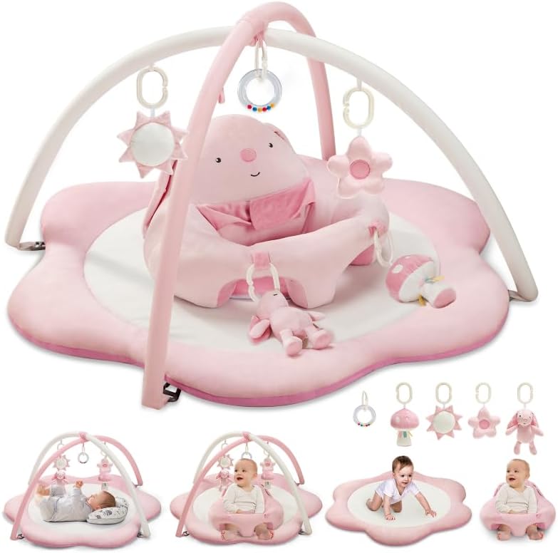 Suihuooo 3-in-1 baby play mat and activity gym front view