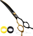 Professional Curved Thinning Shears Dog Grooming Scissors 7.5'' Rainbow Curved Thinner Scissors for Grooming Large Dogs Pet 56 Teeth Japan 440C(Curved Thinner,Rose Red) - Image 15