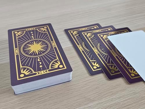 Metaphoracle blank oracle cards stacked showing celestial design