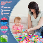 SINFOX bulk sensory toys collection spread out displaying the variety of bright colors and included metal attachment chains