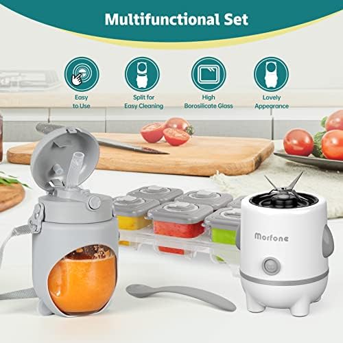 Morfone baby food blender grey bear shaped top cap close up