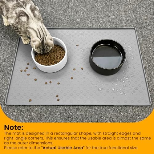Grey Ptlom pet placemat displaying paw print design