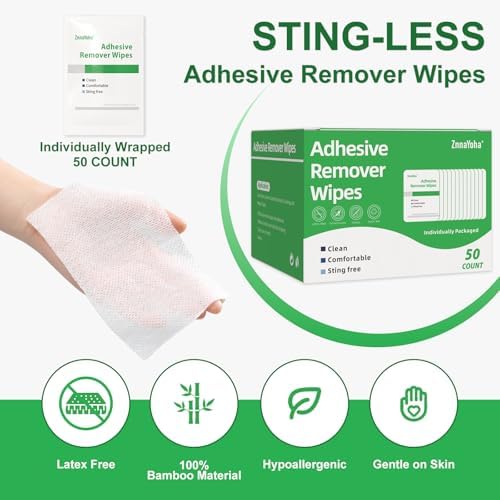 Large 4x6 inch medical adhesive remover pad being used on skin