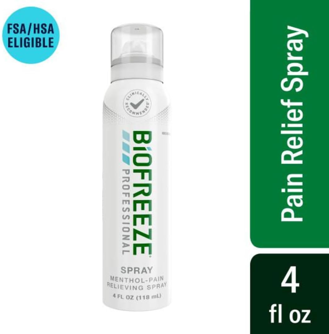 Biofreeze professional cold therapy aerosol spray showing 360 degree application feature.