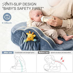 Top view of Jaxmoon grey nursing pillow with safety guard