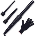 IMissiu 3-in-1 tourmaline curling wand set with black handle