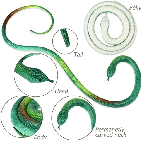 Set of four 27.5 inch realistic rubber snakes used as garden lawn ornaments