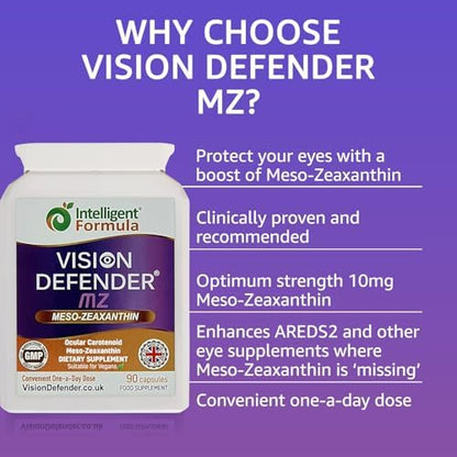 Vision Defender MZ vegan eye supplement nutritional label