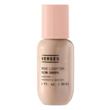 Versed Mood Lighting Luminizing Glow Drops Sheer Golden front view bottle on a clean background.
